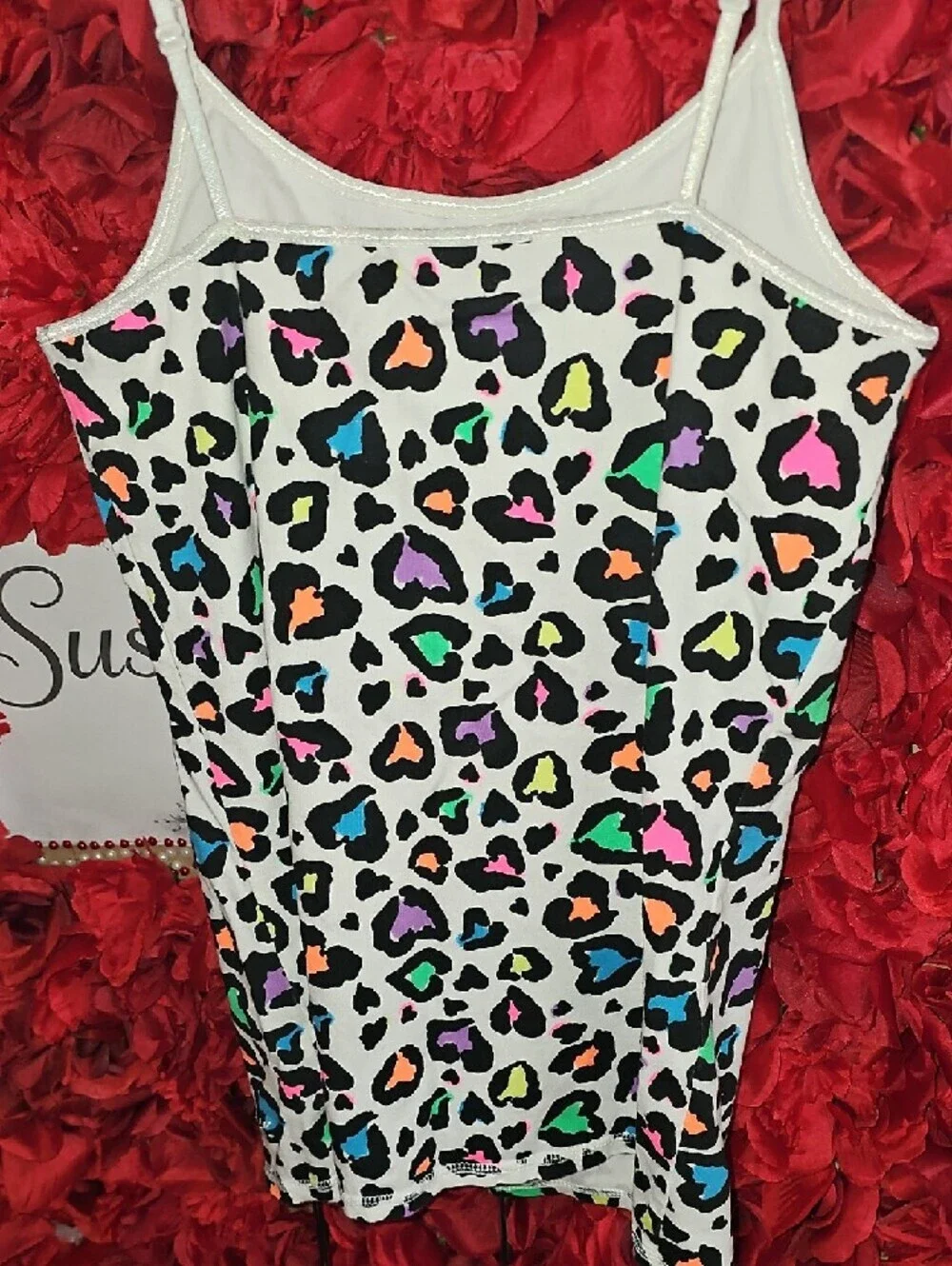 Justice White Girls Neon Animal Print Tank Top Size 16